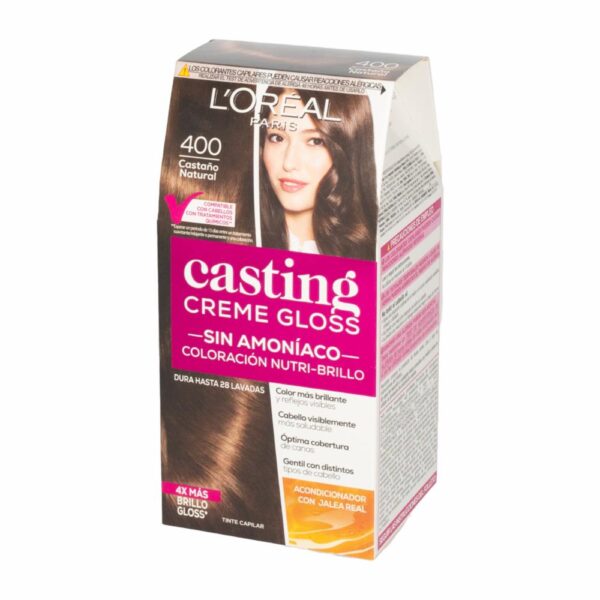 Tinte Para Cabello Creme Gloss Tono 400 Castaño Natural Sin Amoníaco CASTING GLOSS L´ORÉAL 1 Kit