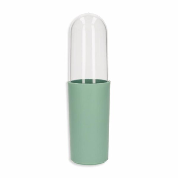 Vaso Porta Cepillos De Dientes De Plástico Con Tapa Color Verde Jade COZZA 6,6 x 23,1 Cm - Imagen 2