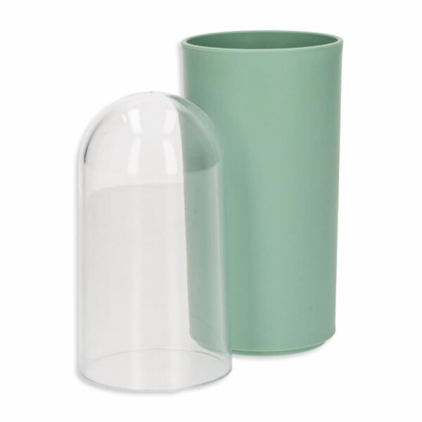 Vaso Porta Cepillos De Dientes De Plástico Con Tapa Color Verde Jade COZZA 6,6 x 23,1 Cm - Imagen 3