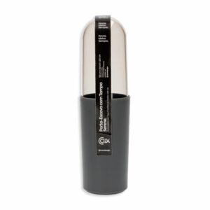 Vaso Porta Cepillos De Dientes De Plástico Con Tapa Color Gris Plomo COZZA 6,6 x 23,1 Cm