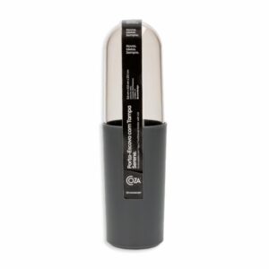 Vaso Porta Cepillos De Dientes De Plástico Con Tapa Color Gris Plomo COZZA 6,6 x 23,1 Cm