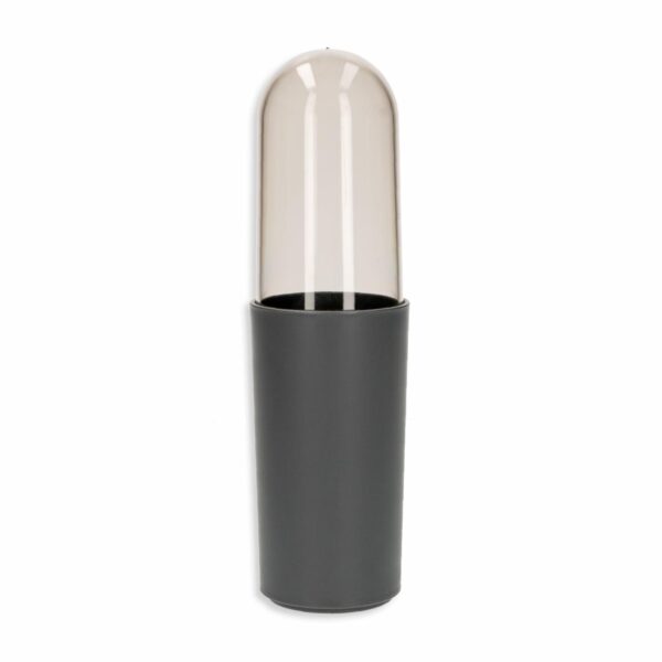 Vaso Porta Cepillos De Dientes De Plástico Con Tapa Color Gris Plomo COZZA 6,6 x 23,1 Cm - Imagen 2