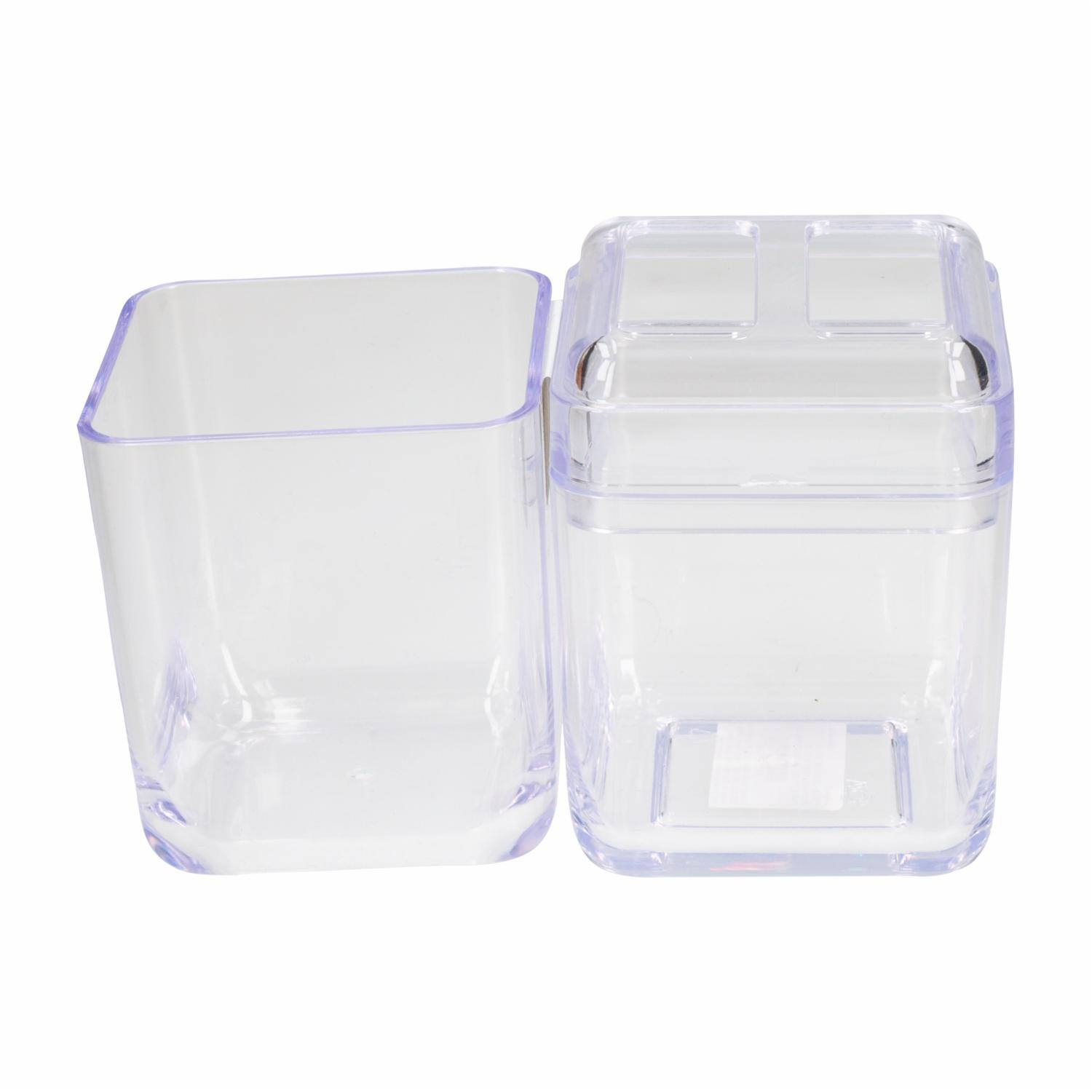 Porta Cepillos De Dientes Con Tapa De Plástico Tipo Cristal En Forma De Cubo COZA Unidad