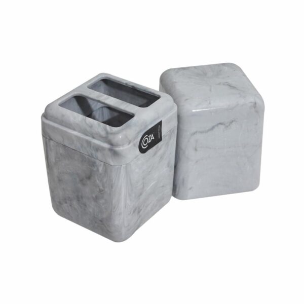 Porta Cepillos Plástico Con Tapa Mármol Blanco COZZA Unidad - Imagen 2