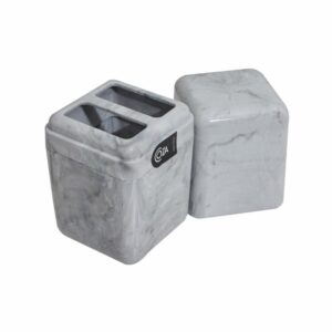 Porta Cepillos Plástico Con Tapa Mármol Blanco COZZA Unidad