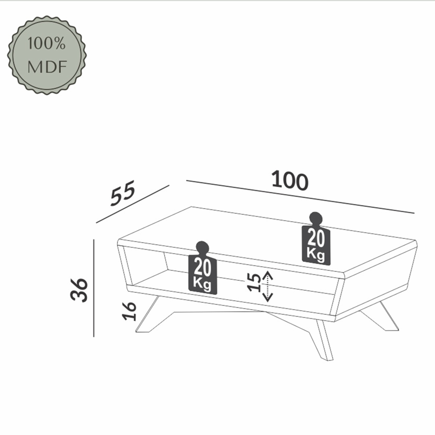 Mesa De Centro Blanco Freijo Modelo Tb715 Wj DALLA COSTA Mdf