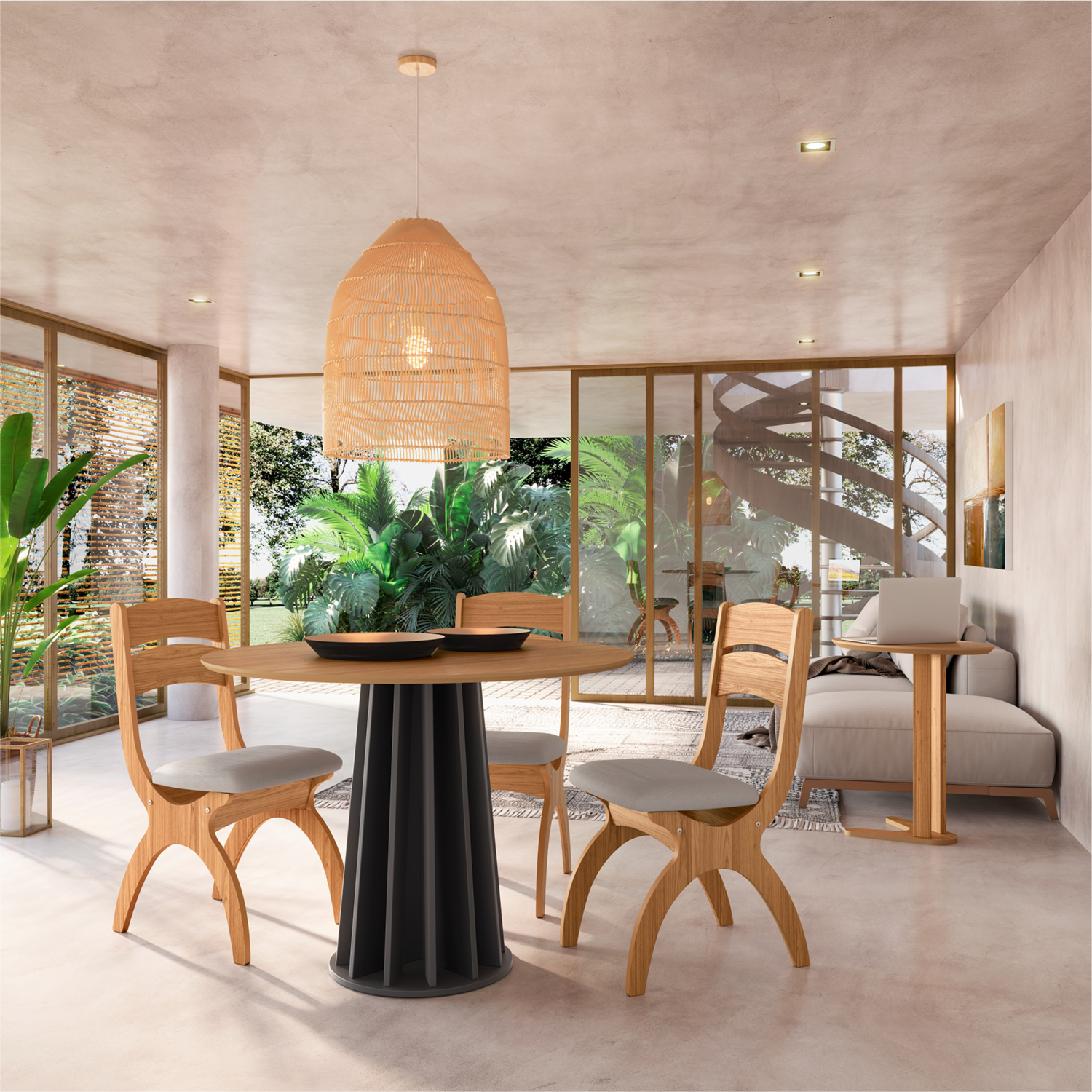 Mesa De Comedor Redonda Modelo Tm71 Jpf Freijo Y Negro Fosco DALLA COSTA Mdf