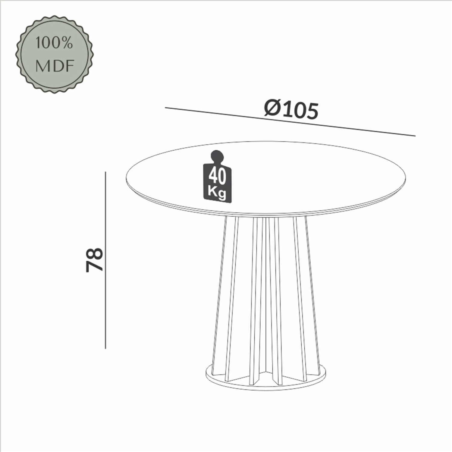 Mesa De Comedor Redonda Modelo Tm71 Jpf Freijo Y Negro Fosco DALLA COSTA Mdf