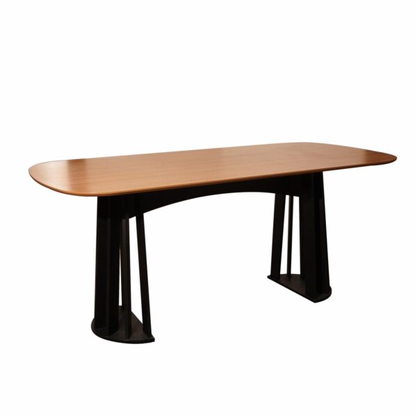 Mesa De Comedor Rectangular Freijo Y Negro Fosco DALLA COSTA MDF - Imagen 2