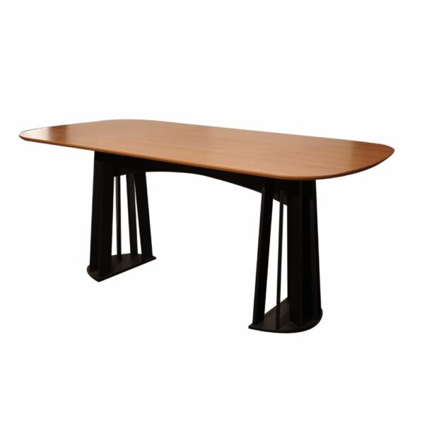 Mesa De Comedor Rectangular Freijo Y Negro Fosco DALLA COSTA MDF - Imagen 3