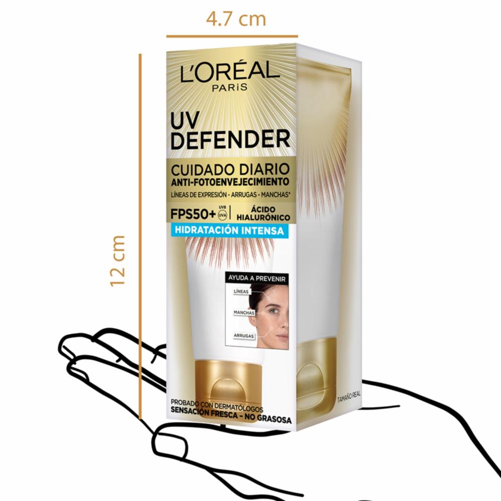 Protector Solar Facial Uv Defender Fps 50+ Hidratación Intensa L'ORÉAL 40 G - Imagen 8