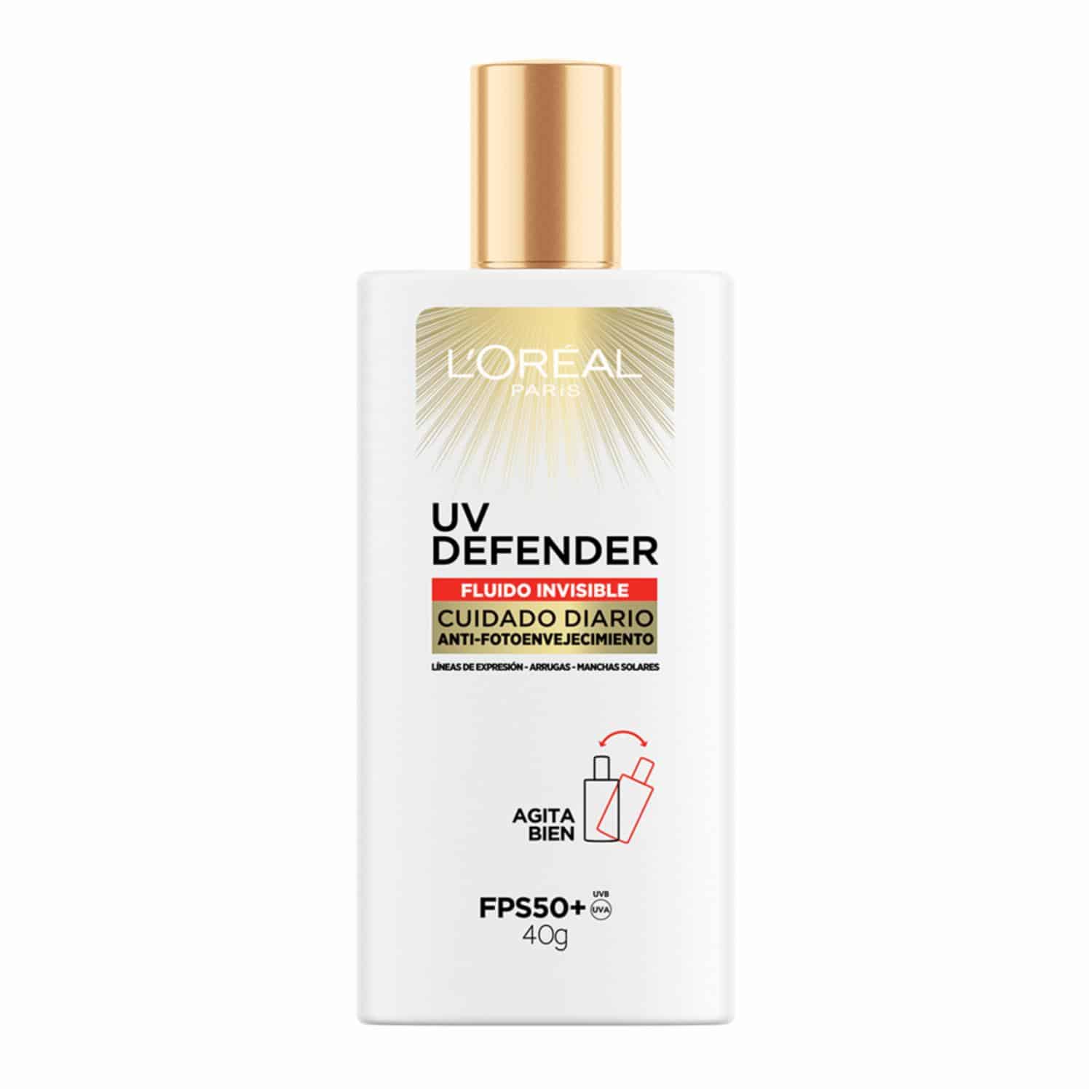 Protector Solar Facial Uv Defender Fps 50+ Fluido Invisible L'ORÉAL 40 G - Imagen 2