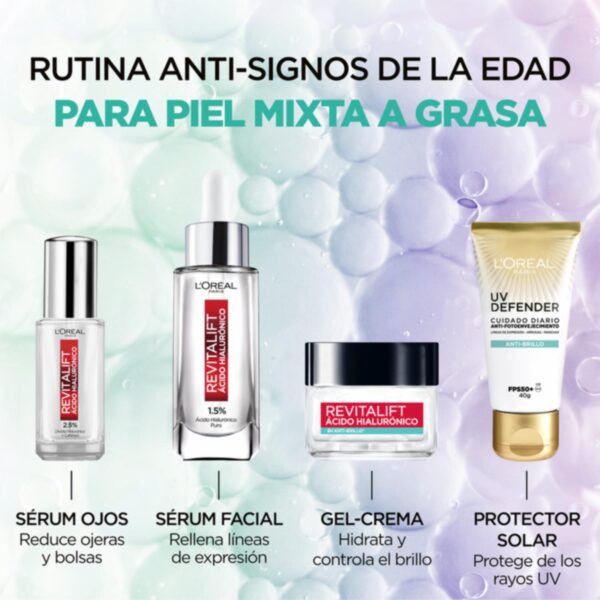 Protector Solar Facial Uv Defender Fps 50+ Fluido Invisible L´ORÉAL 40 G - Imagen 6