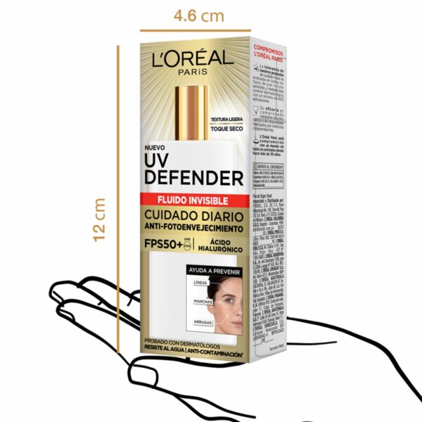 Protector Solar Facial Uv Defender Fps 50+ Fluido Invisible L´ORÉAL 40 G - Imagen 9