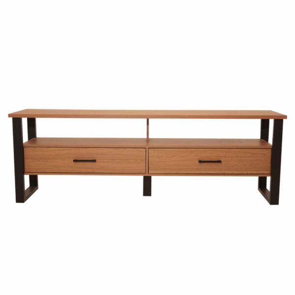 Mesa De Tv Industrial 2 Cajones Hasta 60" Color Freijó Negro DALLA COSTA MDF