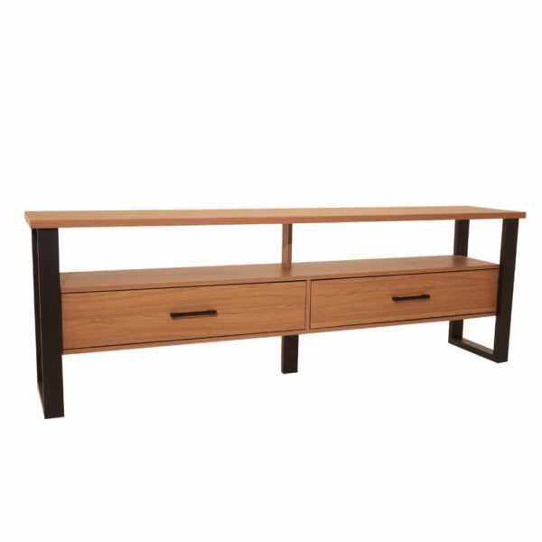 Mesa De Tv Industrial 2 Cajones Hasta 60" Color Freijó Negro DALLA COSTA MDF - Imagen 2