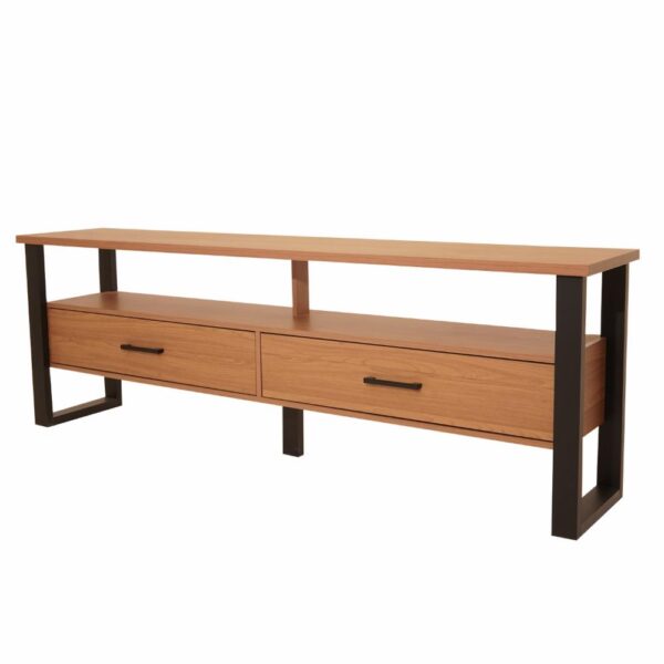 Mesa De Tv Industrial 2 Cajones Hasta 60" Color Freijó Negro DALLA COSTA MDF - Imagen 3