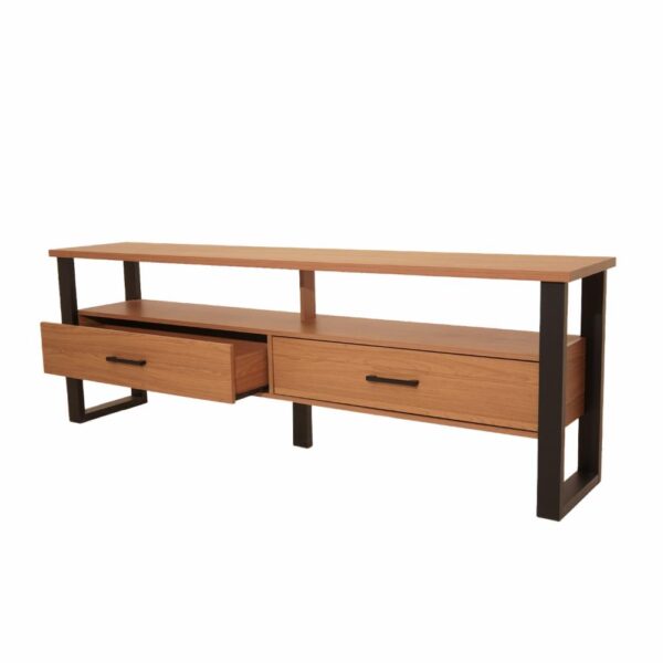 Mesa De Tv Industrial 2 Cajones Hasta 60" Color Freijó Negro DALLA COSTA MDF - Imagen 4