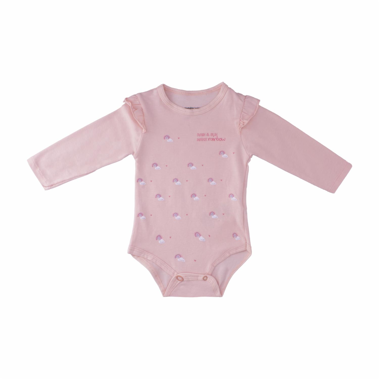 Conjunto Body Manga Larga Rosado Claro Y Pantalón Gris KAMYLUS - Imagen 2