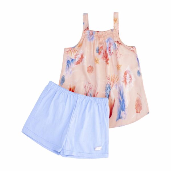 Conjunto Blusa Sin Mangas Y Short Rosado