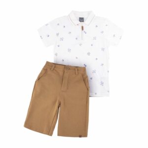 Conjunto Polo Manga Corta Y Bermuda Marfil MUNDI