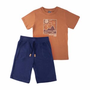 Conjunto Camiseta Manga Corta Y Bermuda Marrón MUNDI