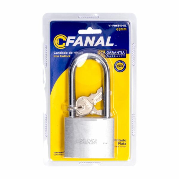 Candado Plano Grande Largo Color Plata KYWI 63 Milimetros