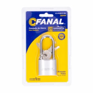 Candado Plano Grande Largo Color Plata FANAL 38 Milimetros