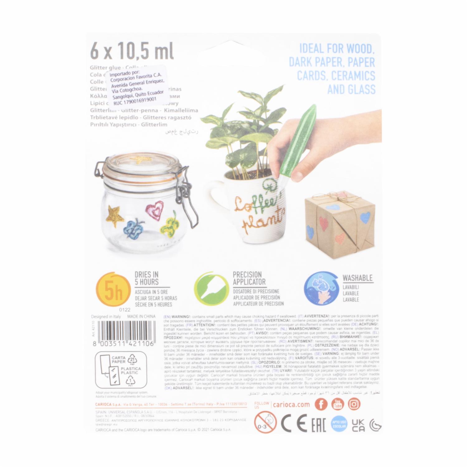 Goma Escolar Glitter Brillos CARIOCA X 6 Uds - Imagen 2