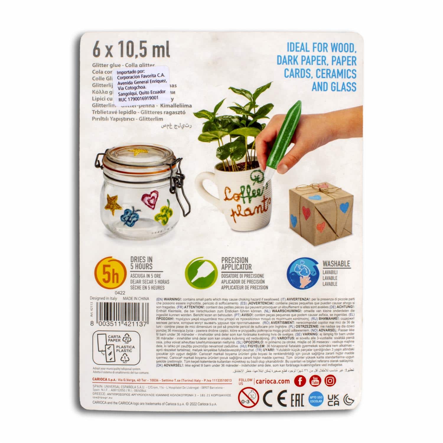 Goma Escolar Glitter Perlado CARIOCA X 6 Uds - Imagen 2