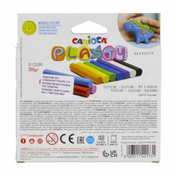 Plastilina Colores Surtidos CARIOCA 10 Uds X 200G - Imagen 2