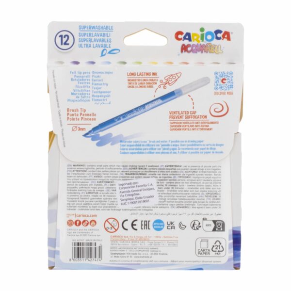 Marcadores Punta Pincel Acuarelables CARIOCA X 12 Uds - Imagen 2