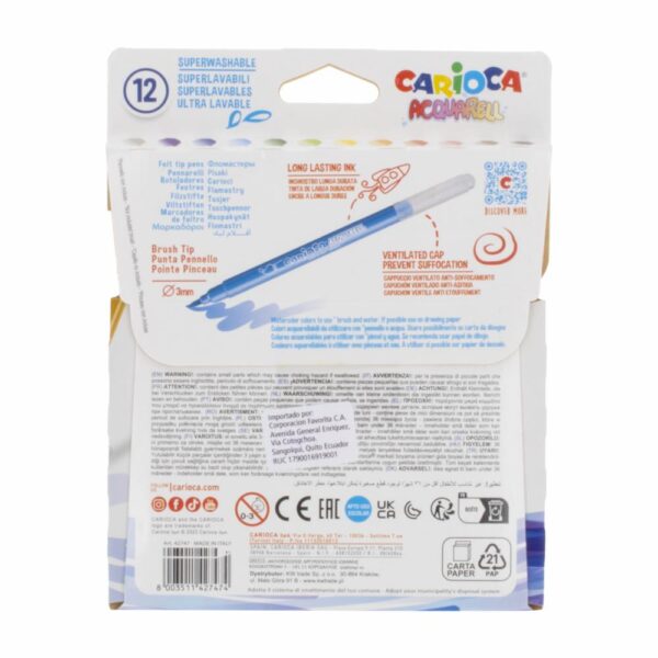 Marcadores Punta Pincel Acuarelables CARIOCA X 12 Uds - Imagen 2