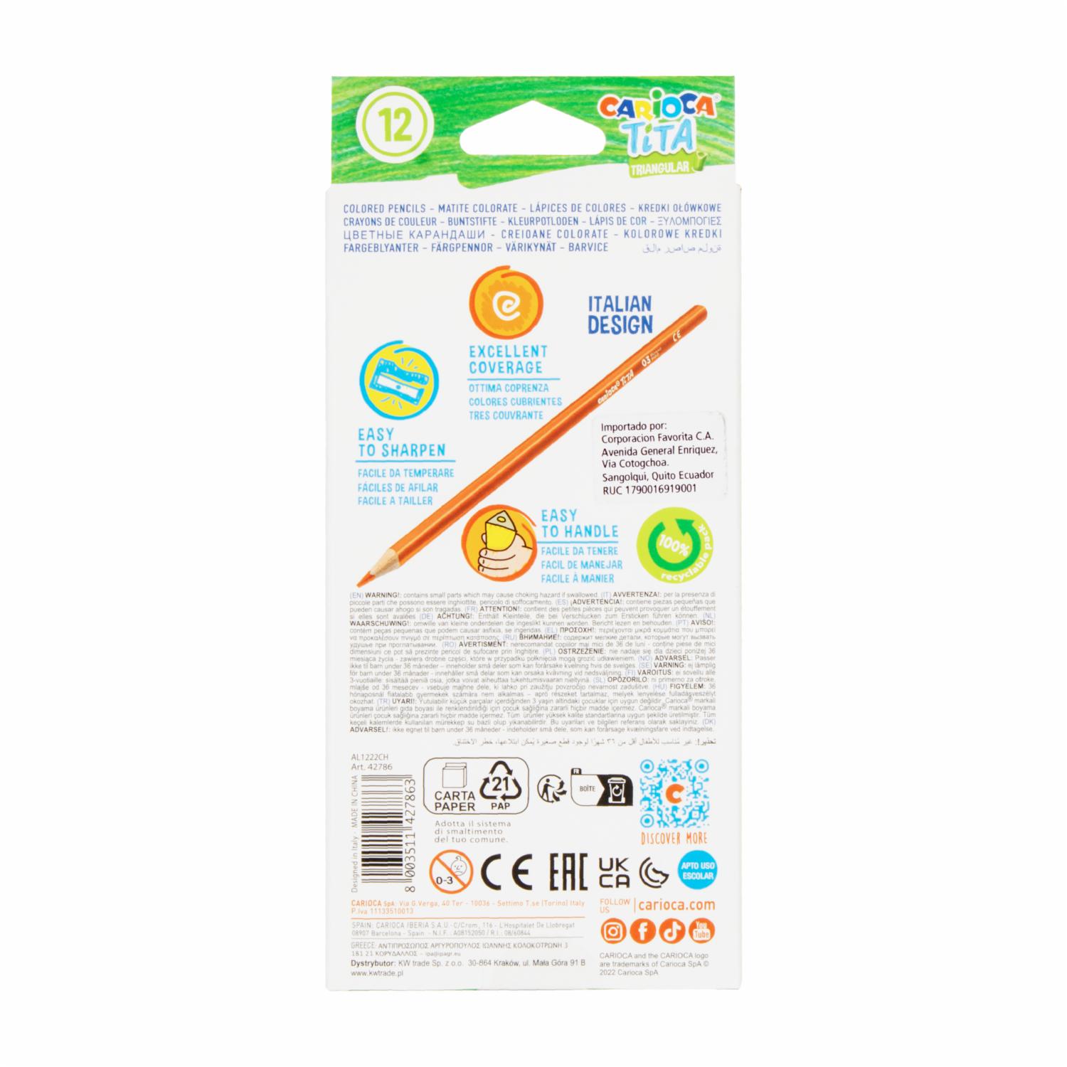 Lápices De Color Tita Triangular CARIOCA X12 Uds - Imagen 2
