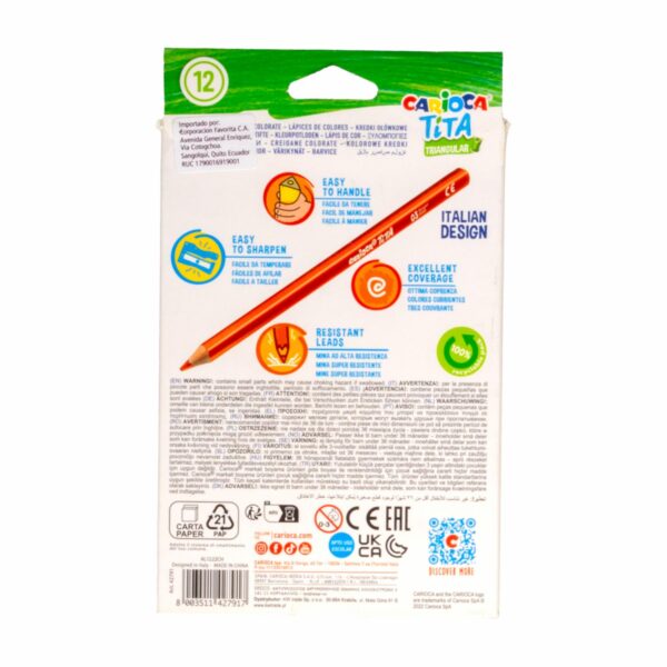 Lapices De Colores Lavables Jumbo CARIOCA X 12 Uds - Imagen 2