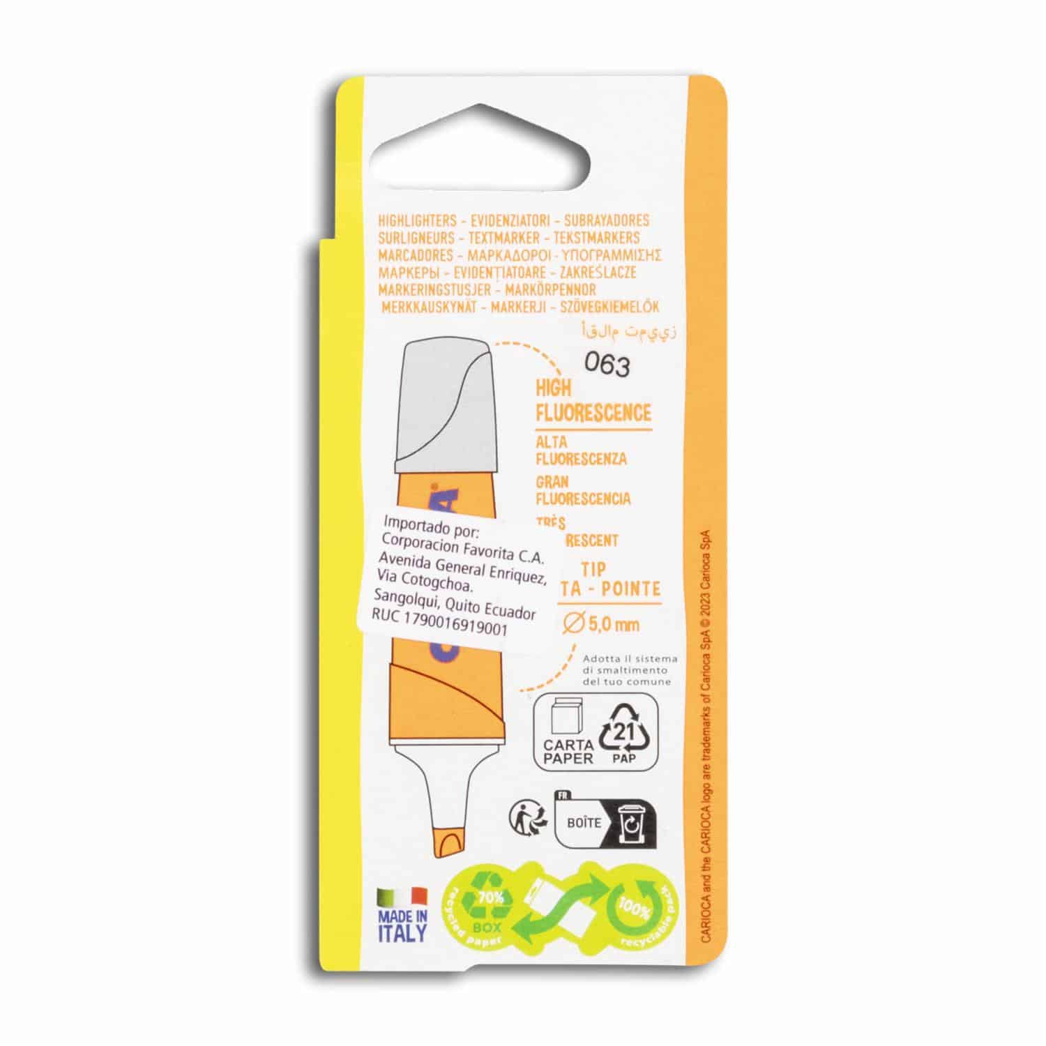 Resaltador Neon Amarillo CARIOCA Unidad - Imagen 2