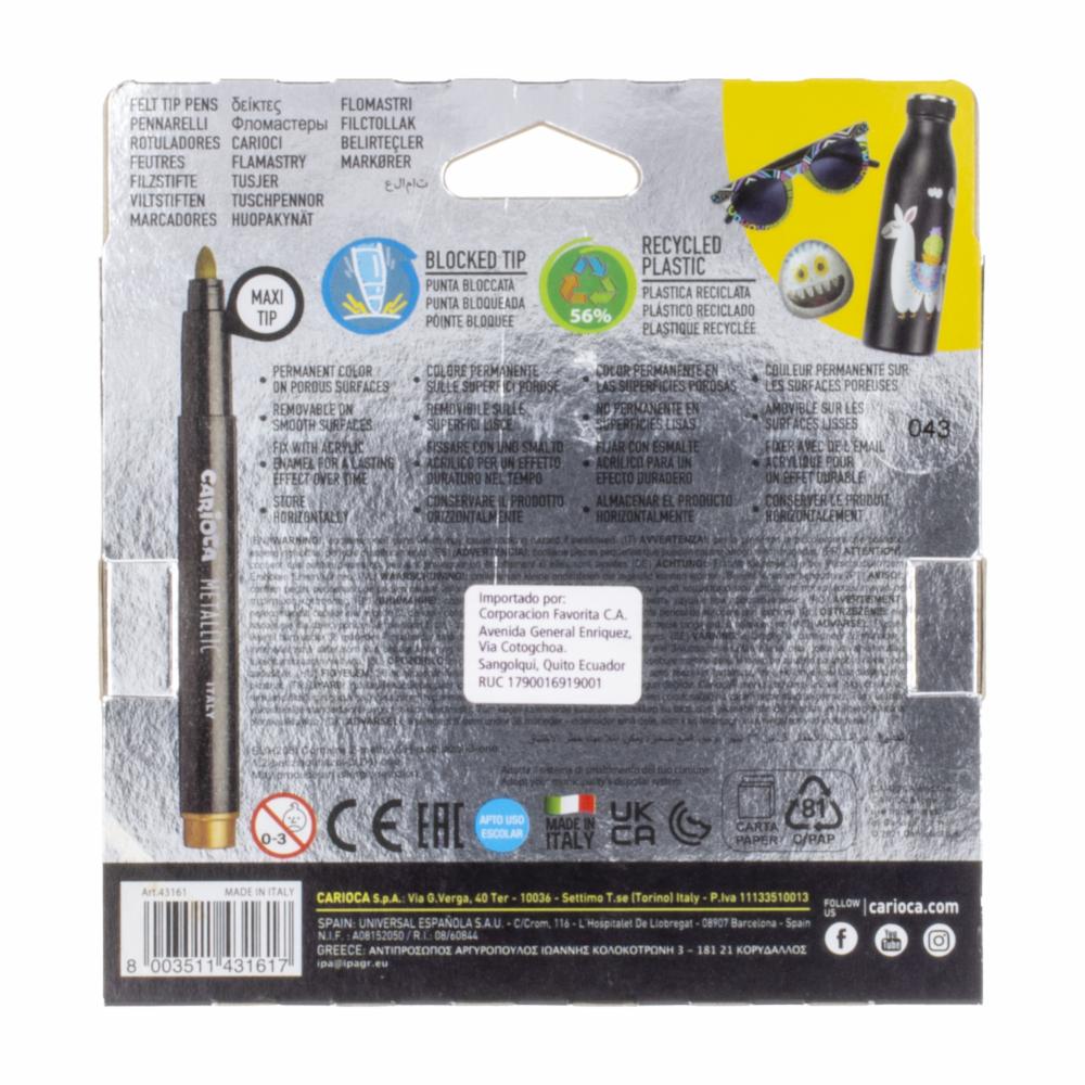 Marcadores Metalicos CARIOCA X 6 Uds - Imagen 2