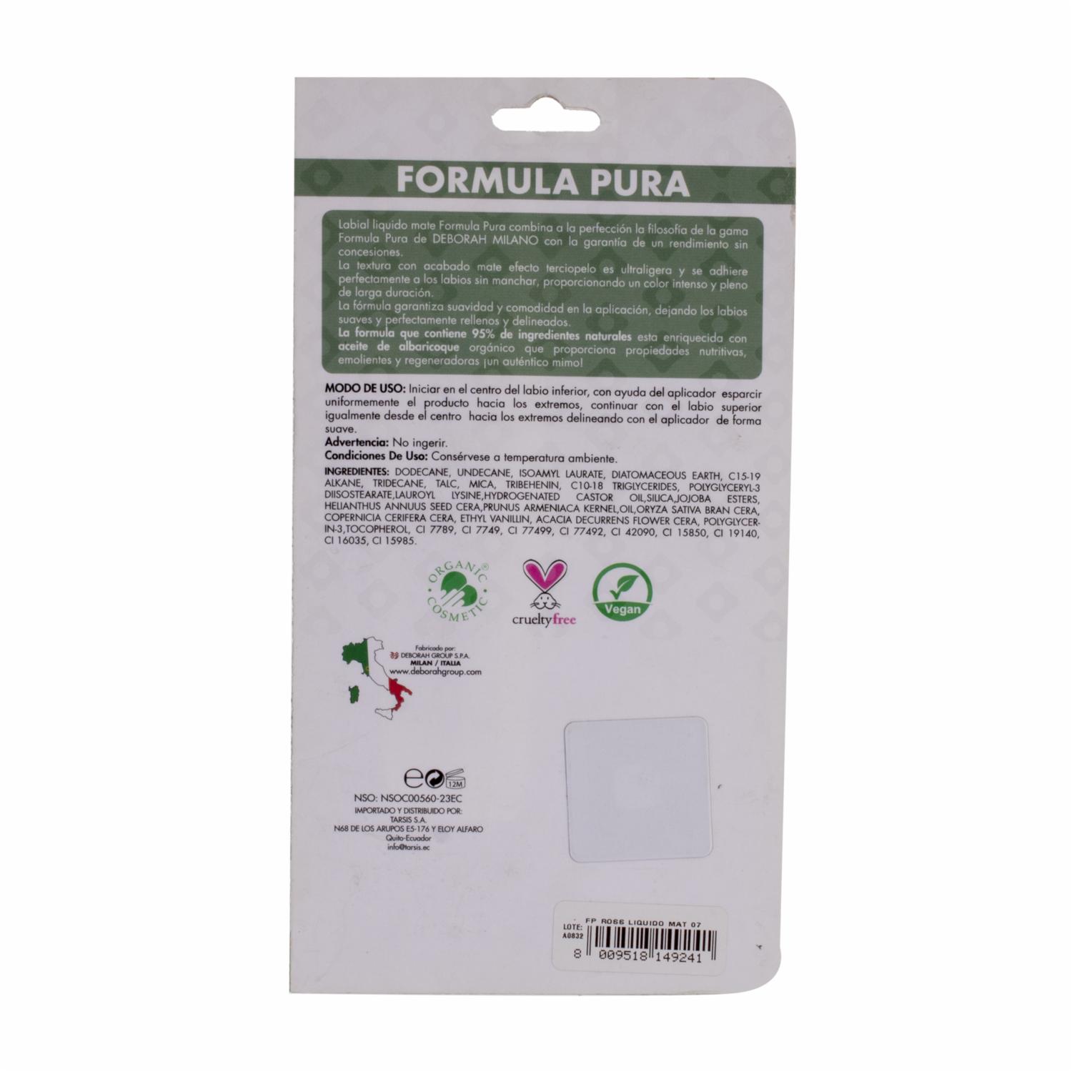 Labial Líquido Mate Fp Ross 07 DEBORAH MILANO 8 Ml - Imagen 2
