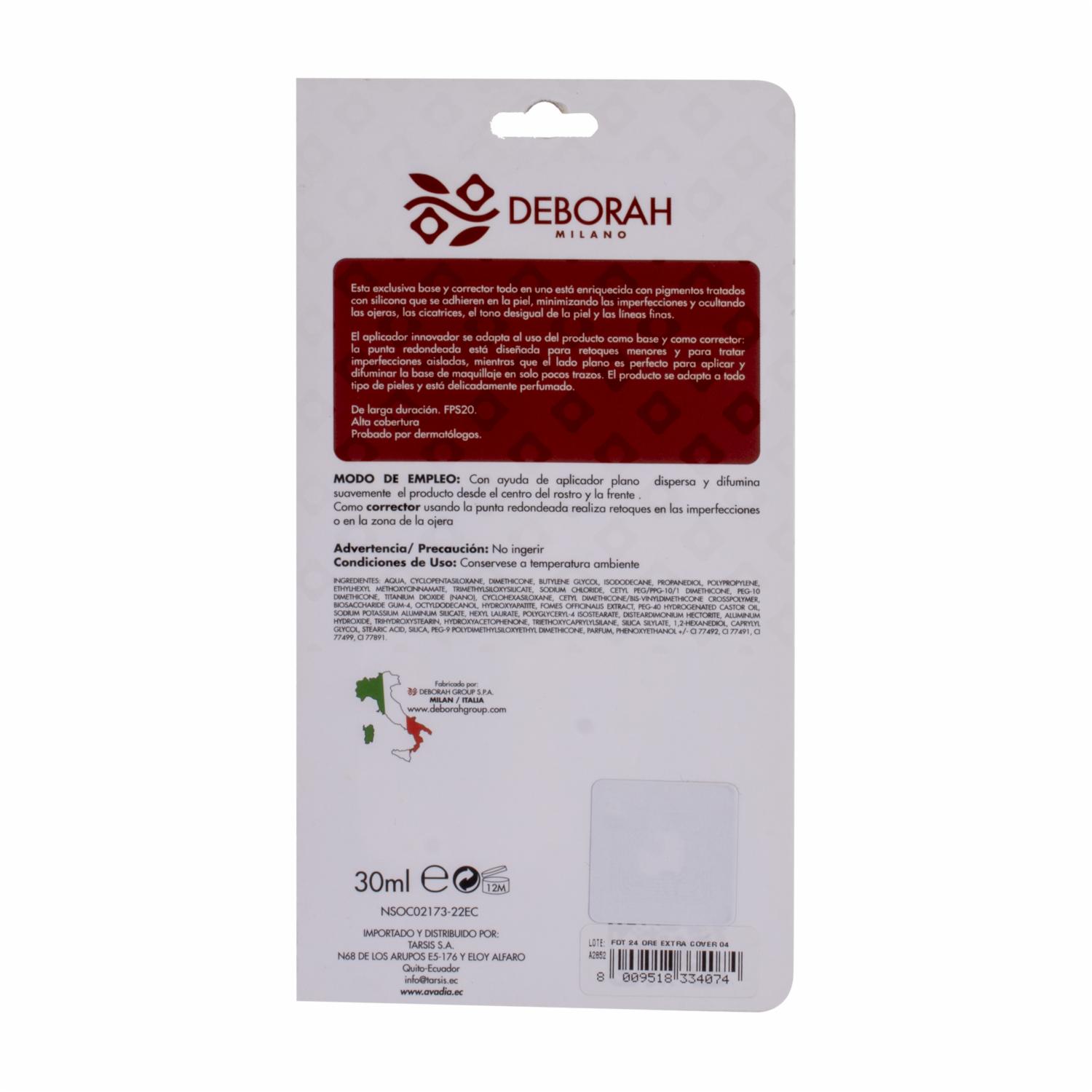 Base De Maquillaje 24 Ore Extra Cover Found Apricot DEBORAH MILANO 30 Ml - Imagen 2