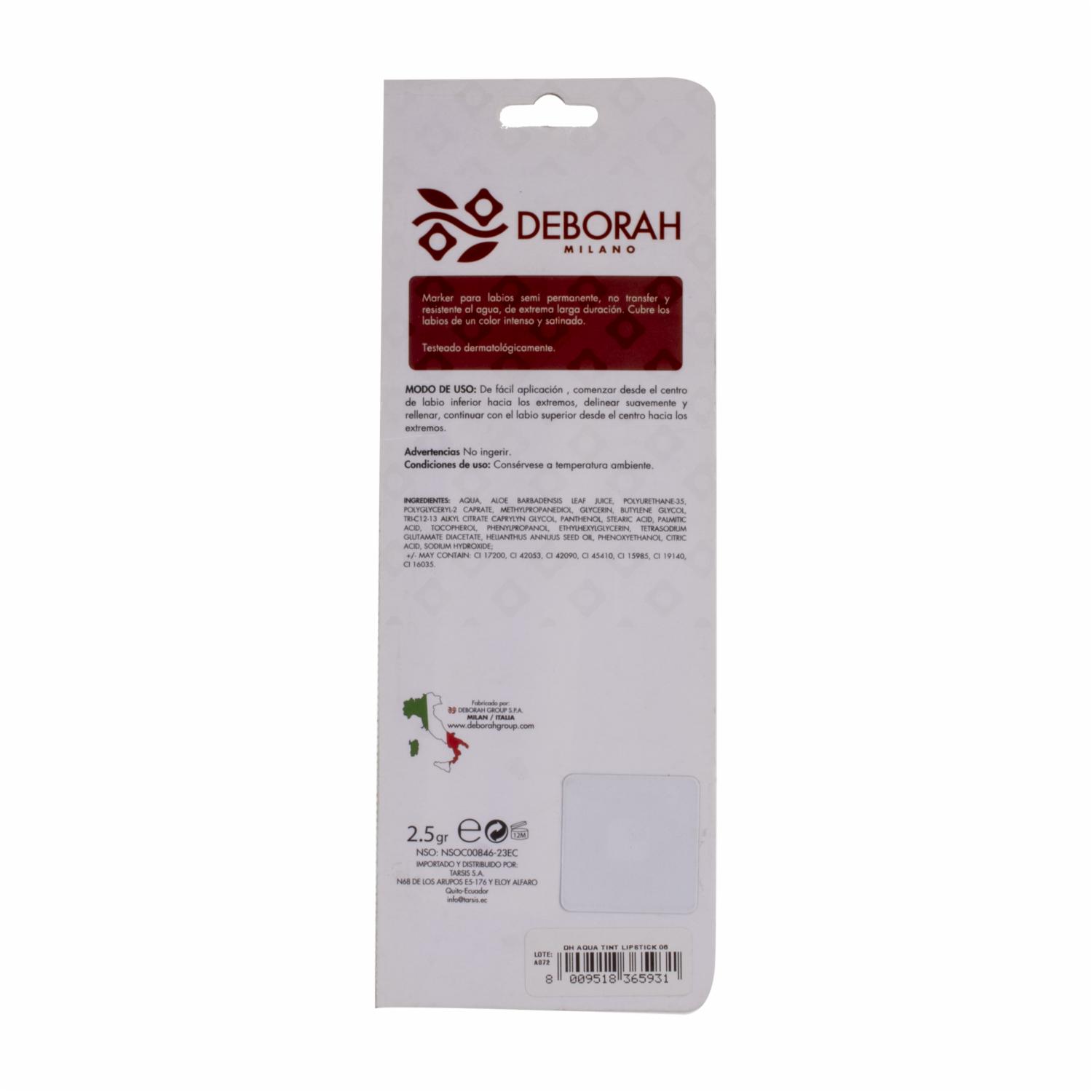 Tinta De Labios Aqua Geranium 06 DEBORAH MILANO 2,5 G