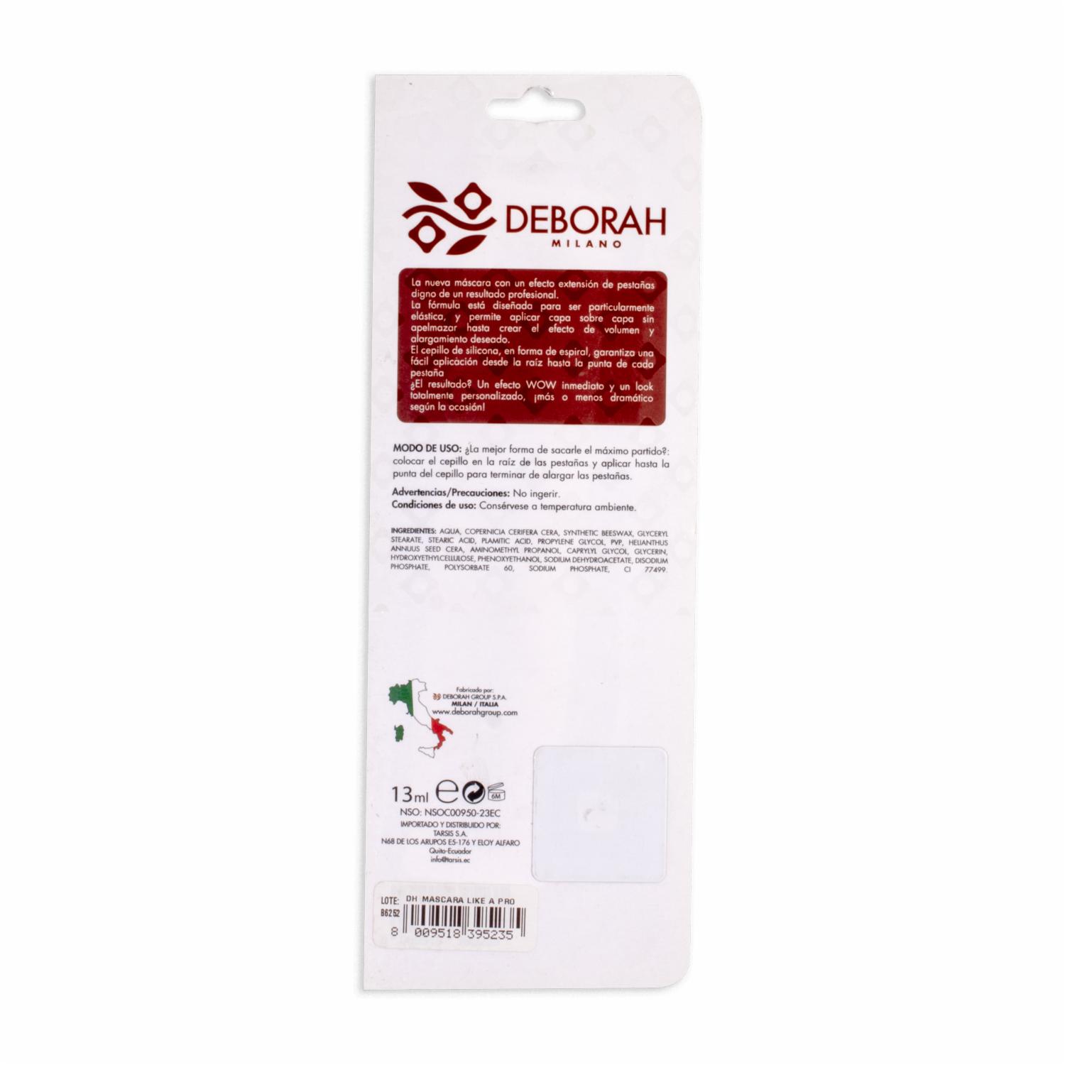 Máscara De Pestañas Like A Pro Negro DEBORAH MILANO 12 Ml