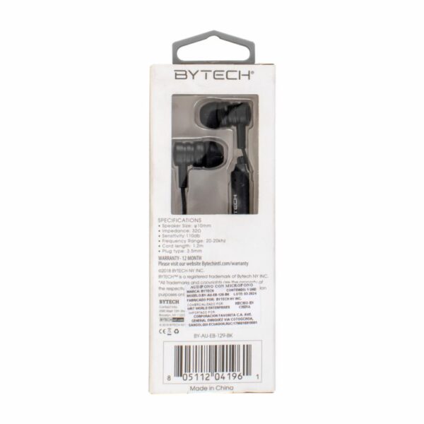Audífonos Stereo BY-AU-EB-129-BK BYTECH Con Cable - Imagen 2