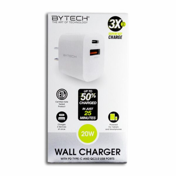 Cargador De Pared USB /Tipo C Blanco BYTECH 20 W - Imagen 2