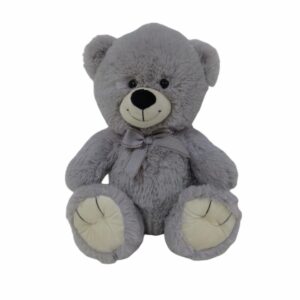 Peluche Oso Sentado BEAR HUGS Con Lazo Gris