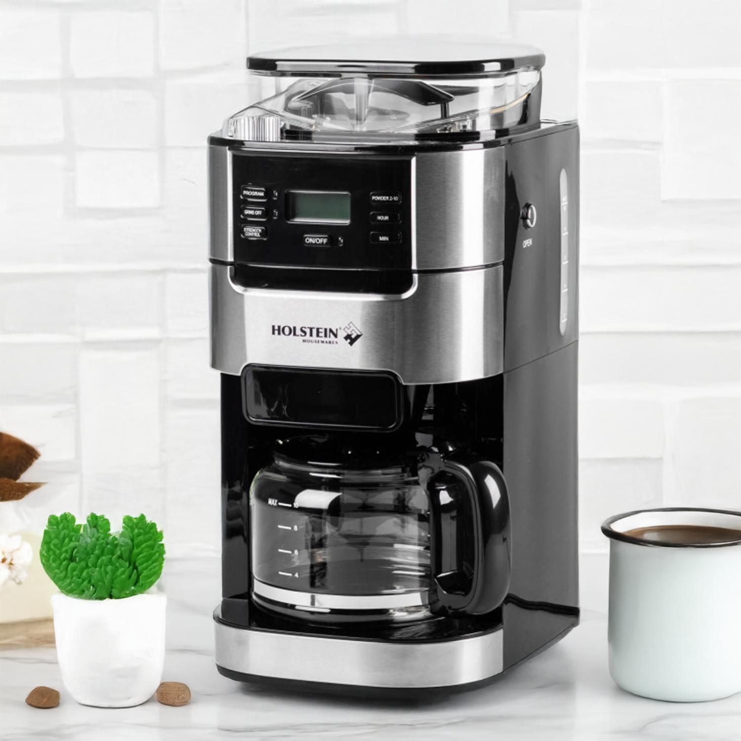 Cafetera Programable Con Molino HH-09101081SS HOLSTEIN 10 Tazas