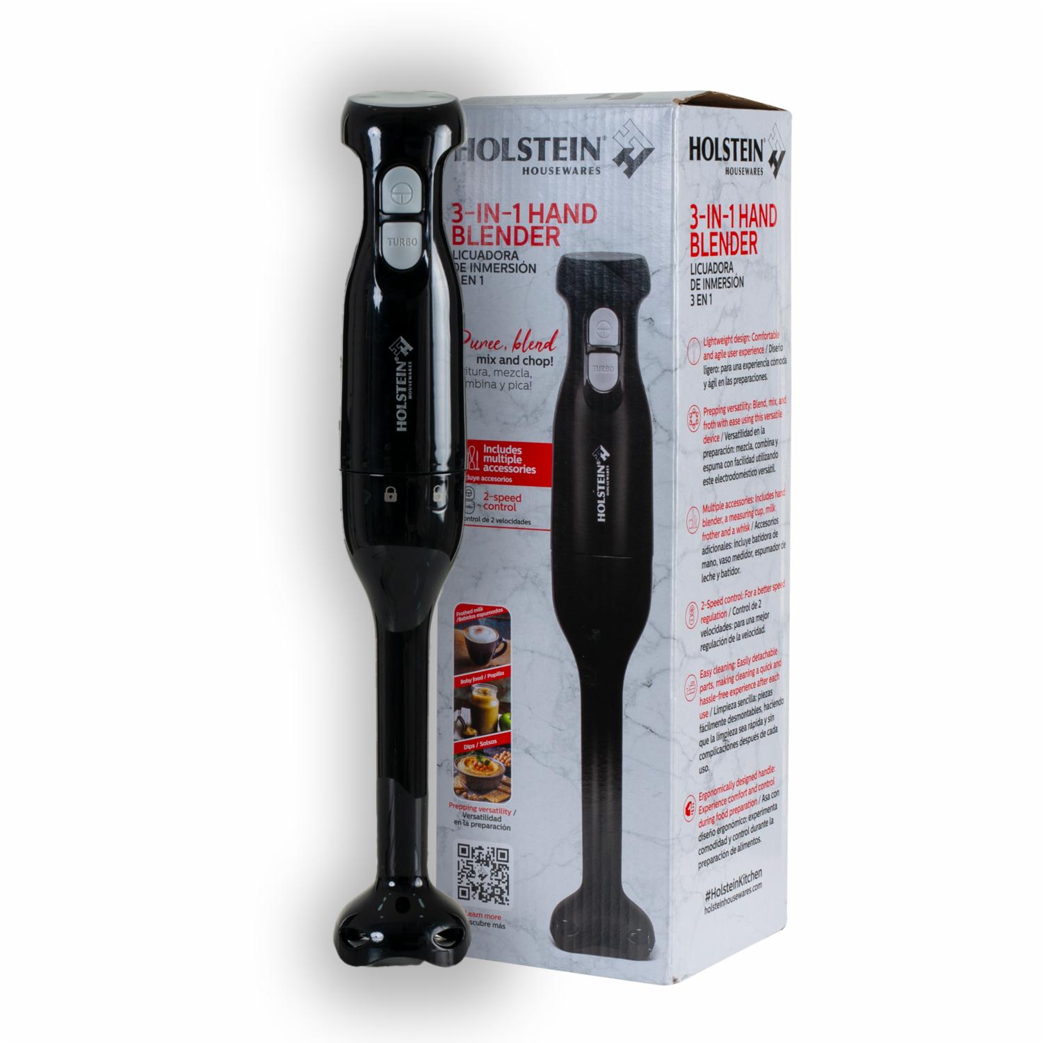 Batidora De Inmersión 150 Watts 3 En 1 Modelo HH-09101082B HOLSTEIN 2 Velocidades - Imagen 4