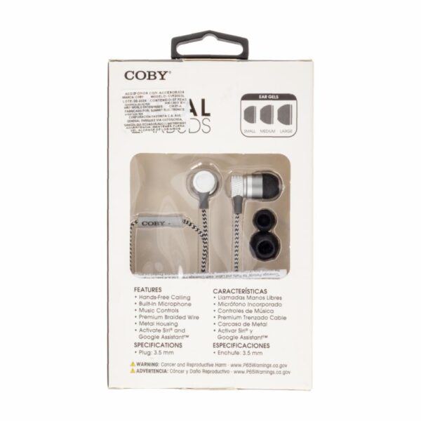 Audífonos Earbuds Metal CVE200SL COBY Con Cable - Imagen 2