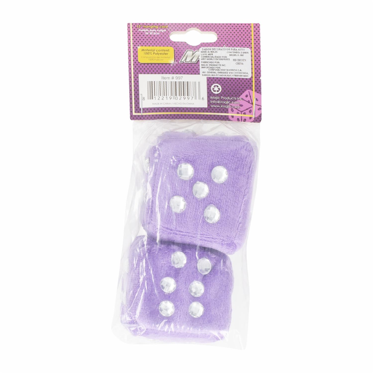 Dados Decorativos Para Auto Color Viloleta Y Blanco MAJIC Unidad