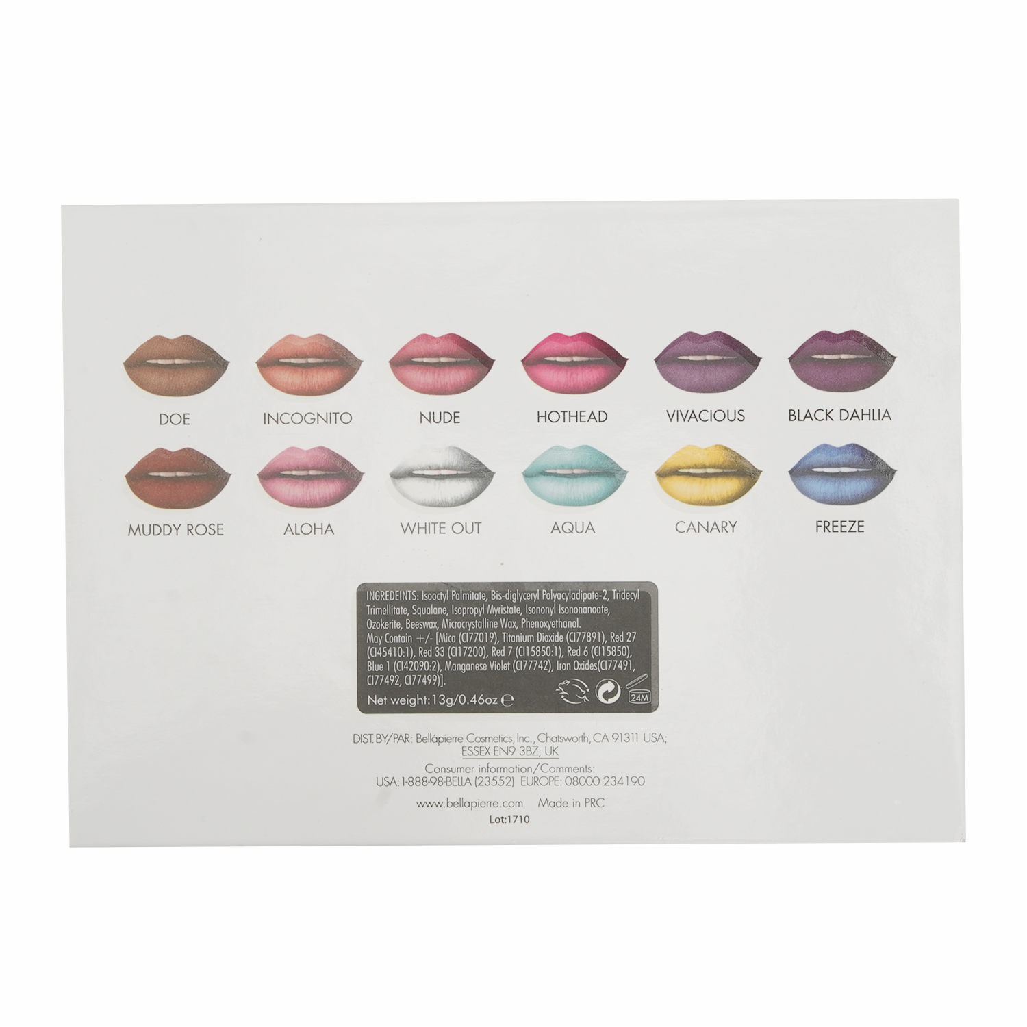 Juego Derm Paleta X12 Labiales Mate BELLÁPIERRE COSMETICS Paquete - Imagen 8