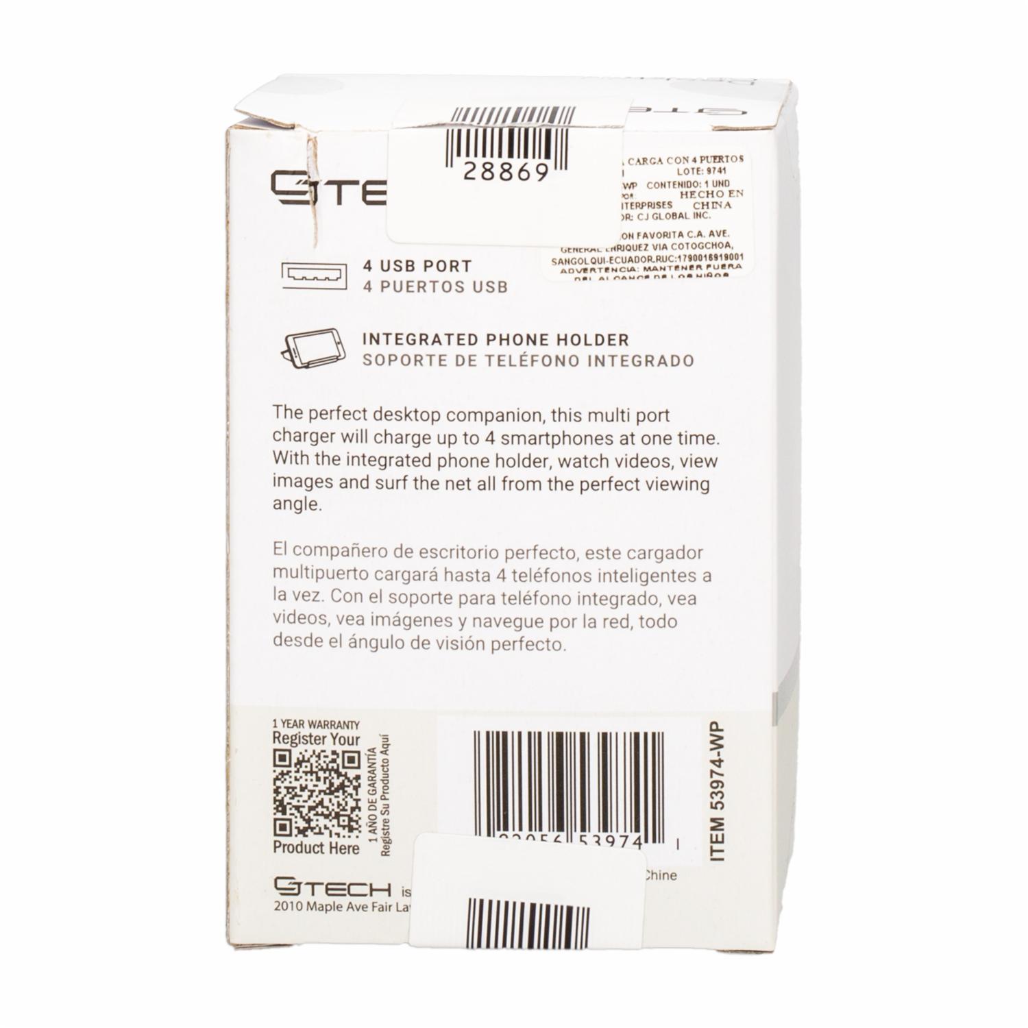 Estación De Carga De Escritorio CJ GLOBAL 4 Puertos - Imagen 5